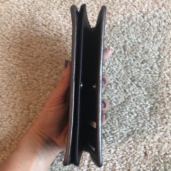 New Brighton black leather silver heart swirl large wallet credit card - Picture 5 of 9